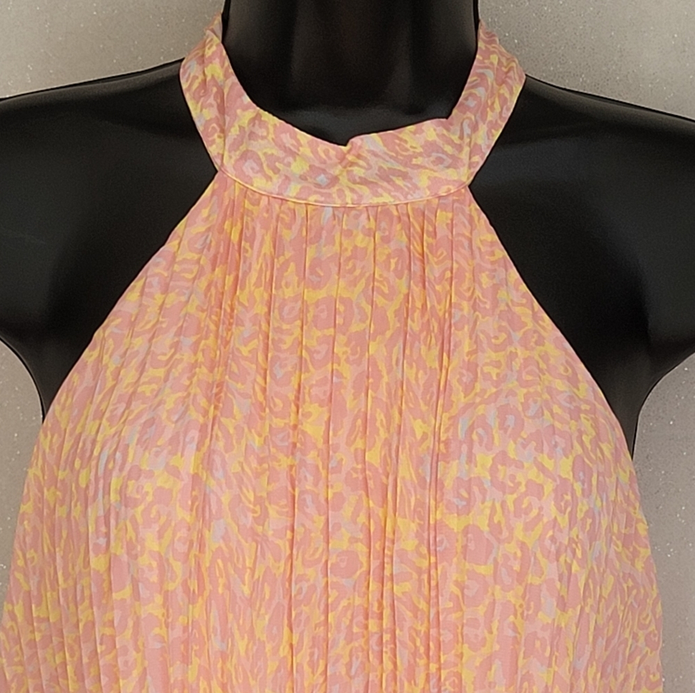 NEW Floral Maxi Dress Betsey Johnson Halter Neck Pleated Size 8 - Picture 2 of 15